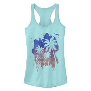 Junior's Lost Gods Americana Watercolor Palm Trees Racerback Tank Top - 1 of 4