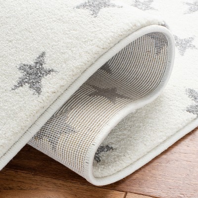 Ivory and Grey Moon and Stars Kids Area Rug 2' x 3'
