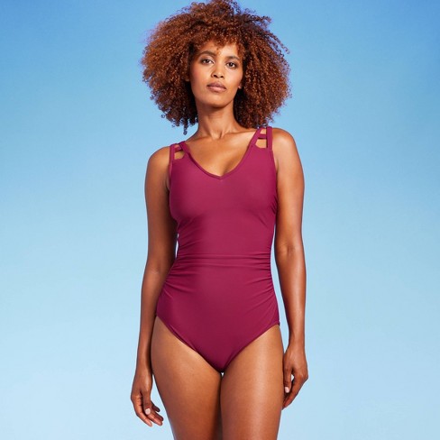 Maroon one hot sale piece swimsuit