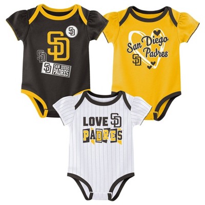 MLB San Diego Padres Infant Girls' 3pk White Bodysuit