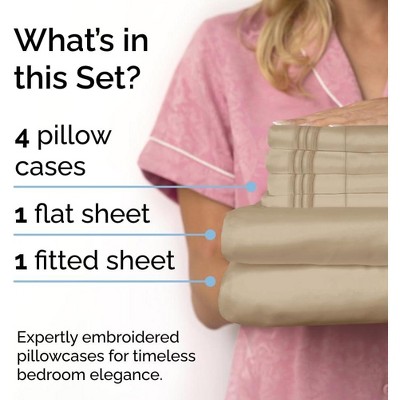 California King Cream Microfiber 6-Piece Solid Sheet Set