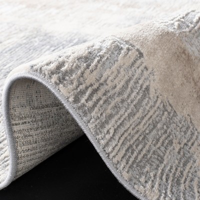 Abstract Ripple Cream/Grey Synthetic 8' x 10' Area Rug