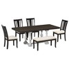 6-Piece 78inch Trestle Extendable Dining Table Set with One 18inch Removable Leaf, Padded Dining Chairs and Bench,Distressed White - 3 of 3