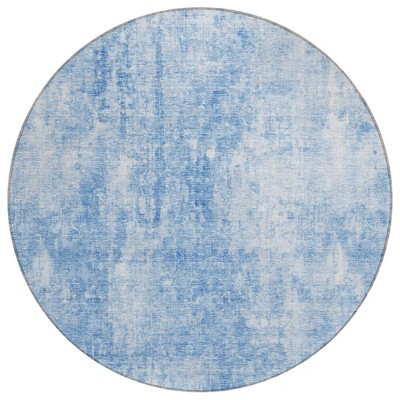 Denim Blue And Ivory Abstract Washable Indoor Outdoor Area Rug