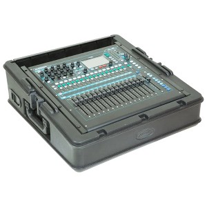 SKB Roto Rack/Mixer Top Console, 10U Slanted Rackmount with Steel Threaded Rails, Hard Lid and Doors, and Side Access Ports, Black - 1 of 4