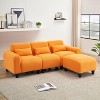 VYNXARIA The 84.6-inch orange teddy fleece creative sofa can be assembled into a two-seater sofa with a single couch with three waist pillows - 2 of 4