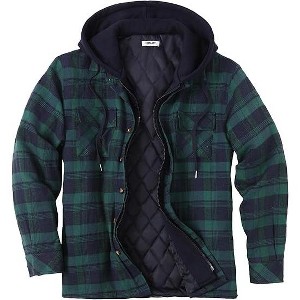 COOFANDY Men's Flannel Shirt Jacket Warm Quilted Lined Hooded Long Sleeve Plaid Shirt Jackets - 1 of 4