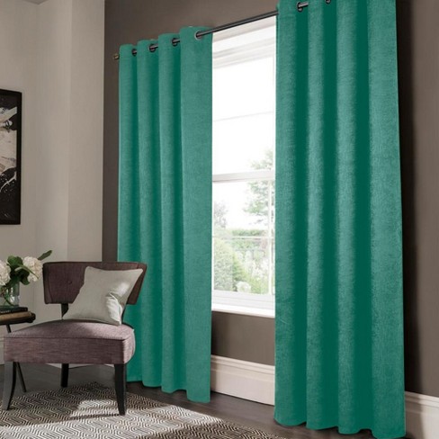 Olivia Gray Lynx Matte Embossed Blackout Grommet Panel - 52x84", Teal - image 1 of 4