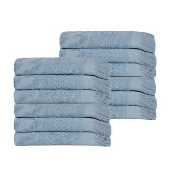 Cotton Geometric Jacquard Plush Soft Absorbent Face Towel Washcloth Set of 12 by Blue Nile Mills