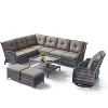 Belord 7PCS Patio Furniture Set with Swivel Chairs, All Weather Wicker L Shape Outdoor Sectional Sofa Set with Swivel Chairs, Ottomans, Coffee Table - 2 of 3