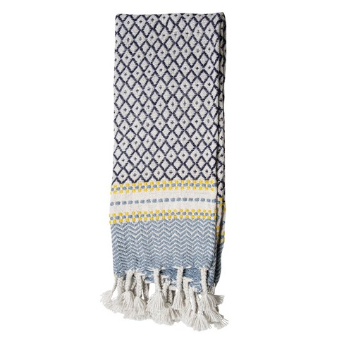 Hand Woven Blue Polyester Throw Blanket - Foreside Home & Garden : Target