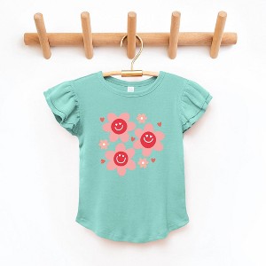 The Juniper Shop Hippy Flower Valentine Toddler Flutter Sleeve Tee - 1 of 3