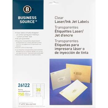 Business Source Mailing Labels Laser 1"x2-3/4" 750/PK Clear 26122