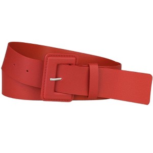 Allegra K Women's Plus Size Pure Adjustable Rectangle Buckle Wide Waist Belt for Dress 1 Pc - 1 of 4