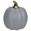 Northlight 7" Gray and Gold Fall Harvest Ceramic Pumpkin Decoration - 3 of 4
