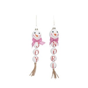 Transpac Glass Layered Snowman Ornament Set of 2 White Christmas Tree Decorations for Indoor Use and Gift Giving - 1 of 1