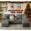 120" Modular Corduroy Sectional Sofa Bed U-Shape 4-Seater Storage Chaise Console Cup Holders Hardwood Frame Living Room Apartment Lounge - 2 of 4