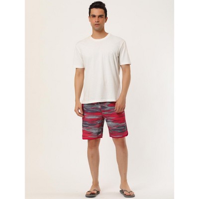INSPIRE CHIC Men's Summer Drawstring Waist Contrast Color Printed Swim Shorts Red 32 — фото 3