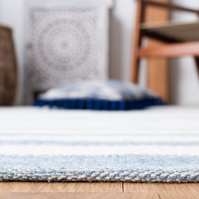 Ivory Stripe Kilim 8' x 10' Handwoven Wool-Cotton Blend Area Rug