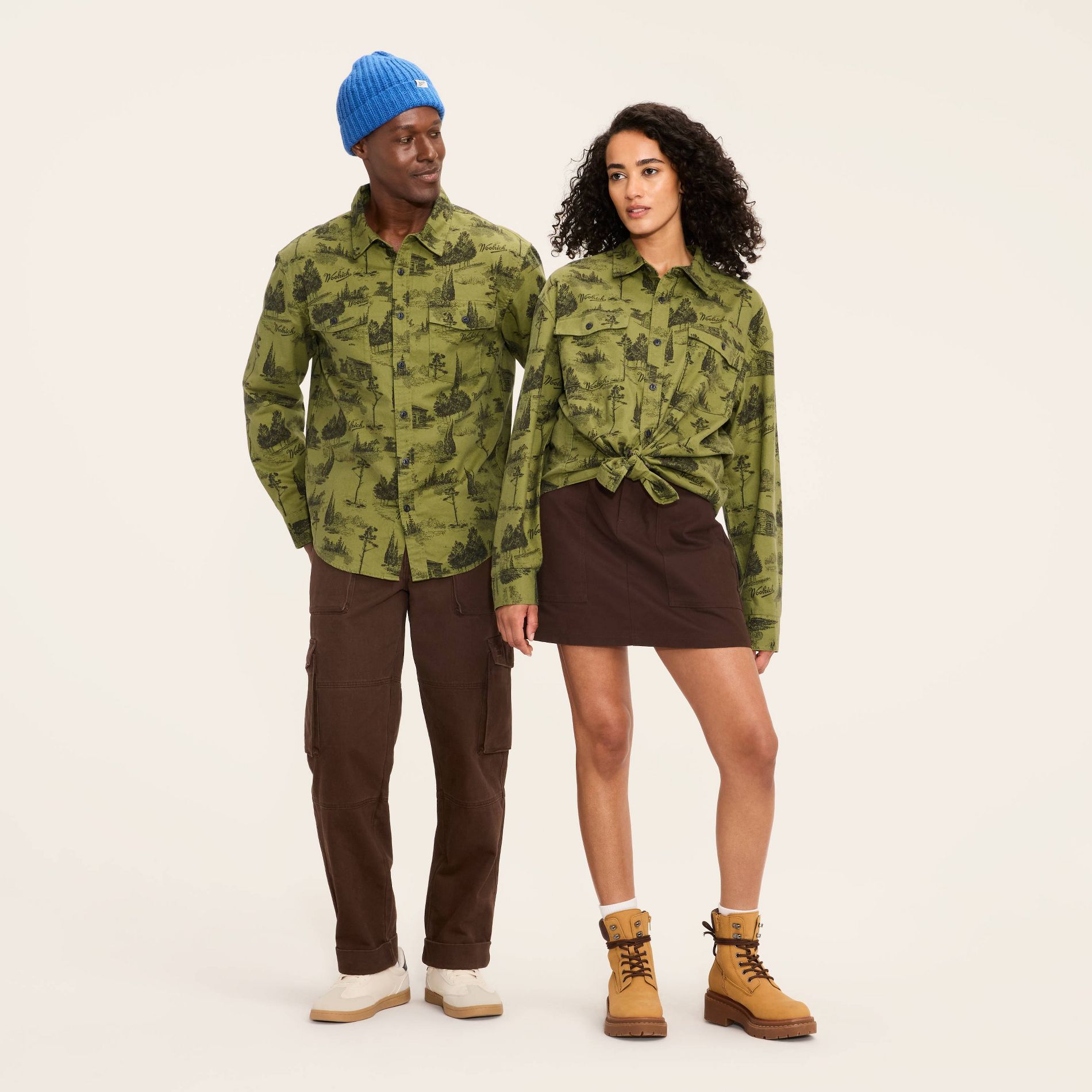 Adult Long Sleeve Toile Print Flannel Button-Down Shirt - Woolrich x Target Green XL