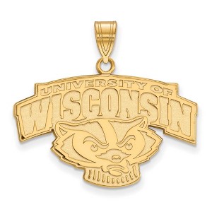 Black Bow Jewelry 14k Yellow Gold Wisconsin Badgers NCAA Large Pendant - 1 of 3