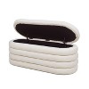 Vynxaria Ivory White Boucle Fuji 49" Upholstered Oval Storage Bench - 3 of 4
