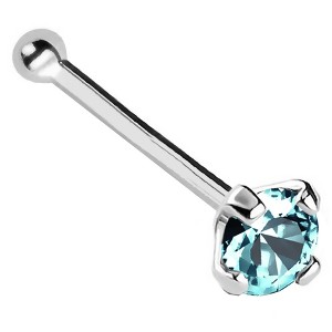 Jewelry Avalanche 22G 14K Gold Ball-end Nose Stud with Blue Topaz Gemstone - 1 of 2