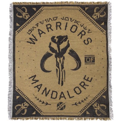 Disney Star Wars Tapestry Blanket Mandalorian Warriors Mythosaur Woven Throw 48" x 60" Multicolored