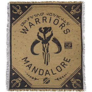 Disney Star Wars Tapestry Blanket Mandalorian Warriors Mythosaur Woven Throw 48" x 60" Multicolored - 1 of 4
