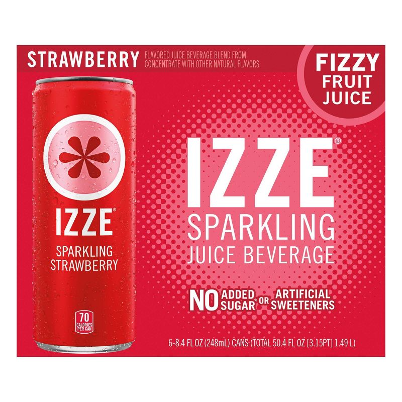 IZZE Strawberry Sparkling Juice - 6pk/8.4 fl oz Cans, 1 of 5
