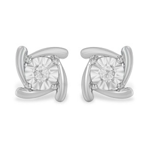 Haus of Brilliance Silver 1/10 Cttw Diamond Miracle-Set Square Pinwheel Stud Earrings - 1 of 4