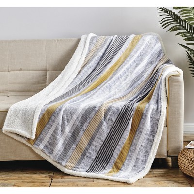 Noble Home Soft & Cozy Faux Shearling Printed Throw Blanket 50' x 60' - Brea