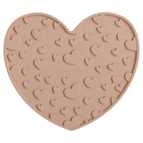 Dexypaws Enrichment Lick Mat: Blush Pink Heart - Grooved Silicone - image 1 of 4