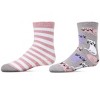 Memoi Girl's Kitty Cats Fuzzy Mid-Cut Socks 2-Pack Gray One Size - 2 of 3