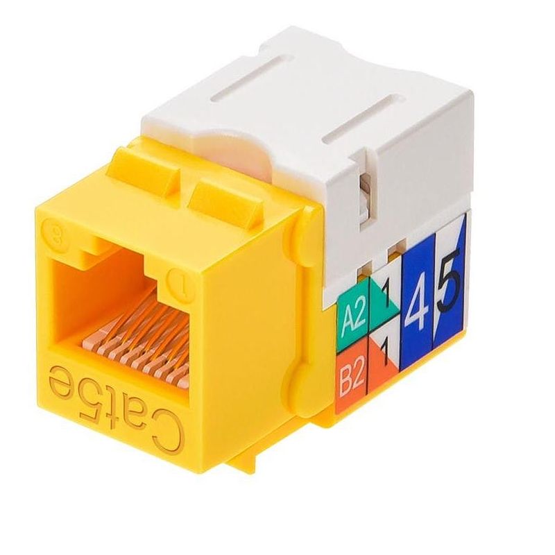 Monoprice Cat5E  Punch Down Keystone Jack - Yellow | 110 Type IDC, 90 Degree Connection, 3 of 7
