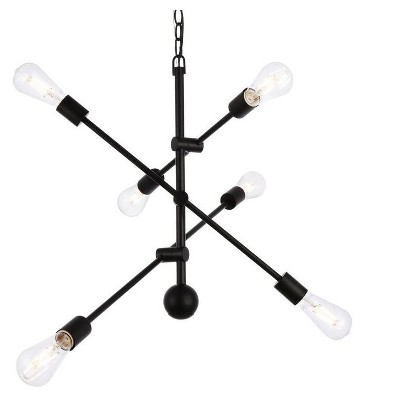 Axel 6-Light Black Steel Pendant with Adjustable Chain