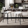 Bar Stool Chairs Set of 2, Modern Upholstered Counter Height Barstools with Round Seat, Armless Bar Chair with Back, Footrest and Metal Legs - 3 of 4