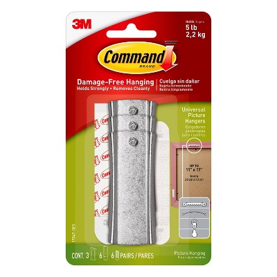 Command 3 Hangers/6 Large Strips/6 Sets of Mini Strips Universal Picture Hangers White