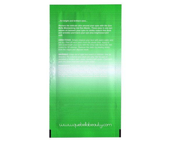 Que Bella Professional Moisturizing Gel Eye Masks - 3 pairs