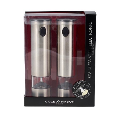 Stainless Steel Electric Salt and Pepper Grinder Set with LED Light