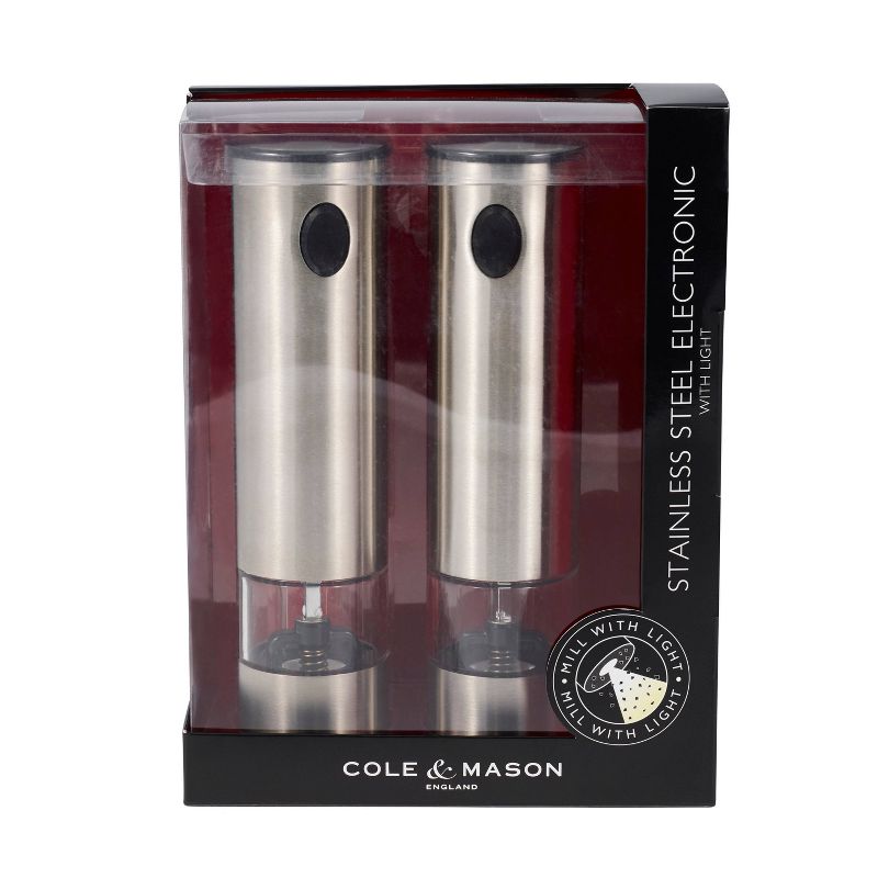 Cole &#38; Mason 8&#34; Stainless Steel Electronic Salt and Pepper Mill Gift Set, 6 of 7