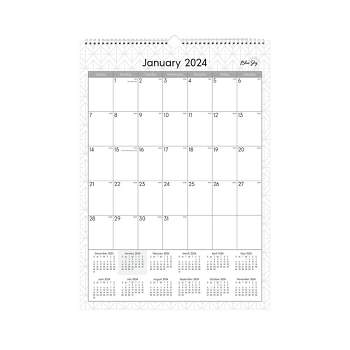 BLUE SKY January to December 2024 12"x17" RY24 Monthly Safety Wirebound Wall Calendar BS Enterprise