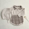 MyKids-Usa Baby Checkerboard Pattern Polo Neck Knit Warm Onesies - 4 of 4