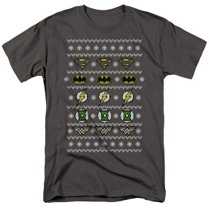 Men's JLA Justice Shields Christmas Sweater T-Shirt - 1 of 4