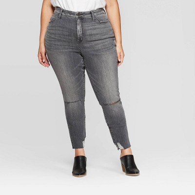 womens plus size grey jeans