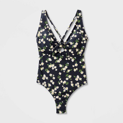 Women's Tie-Front Keyhole High Leg One Piece Swimsuit - Shade & Shore™