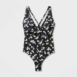 Women's Tie-Front Keyhole High Leg One Piece Swimsuit - Shade & Shore™ - 1 of 4
