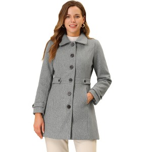 INSPIRE CHIC Women's Winter Classic Single Breasted Outwear Overcoat with Pockets - 1 of 4