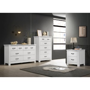 3-Piece Wood Bedroom Set with Dressers, Chest, Nightstand, Black Handles, Ample Storage, and Modern Cohesive Design - 1 of 4