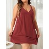 Women's Spaghetti Strap V Neck Sleeveless Racerback Pleated Chemise Nightgowns - Agnes Orinda - 2 of 4